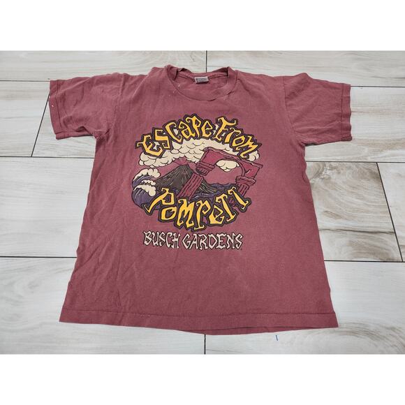 vtg Escape From Pompeii Shirt Mens Medium Busch Gardens Theme Park Ride 90s - Picture 1 of 6